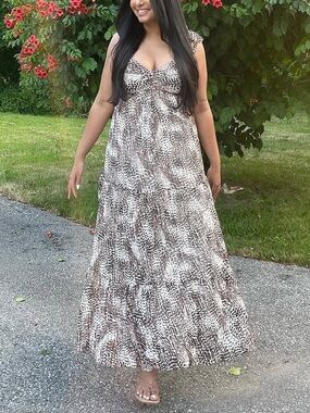 Express A-Line Animal-Print Maxi Dress